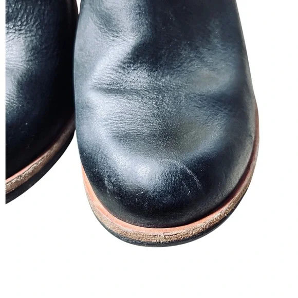 Kork-Ease Black Leather Stacked Block Heel Mule Booties Womens 7.5M - Picture 3 of 12